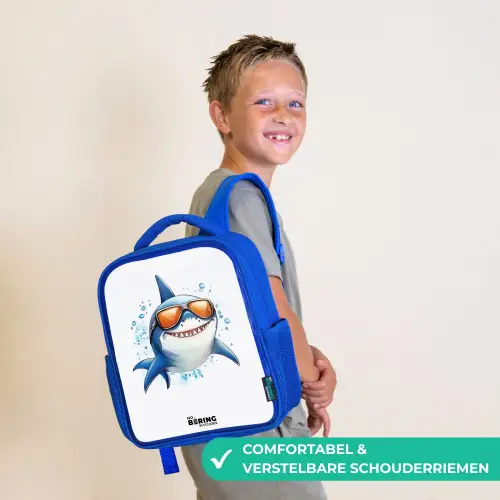 Coole haai met zonnebril in het water Kinderrugzak - Blauw middel -sfeer3_NL