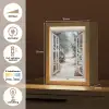Bos - Winter - Bomen - Natuur - Pad - Doorkijk - Wit Light Box met kabel (Tafellamp) klein -USP_NL