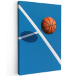 Basket - Bal - Blauw - Zwevend Tuinposter op houten frame 2 cm dik middel -3d