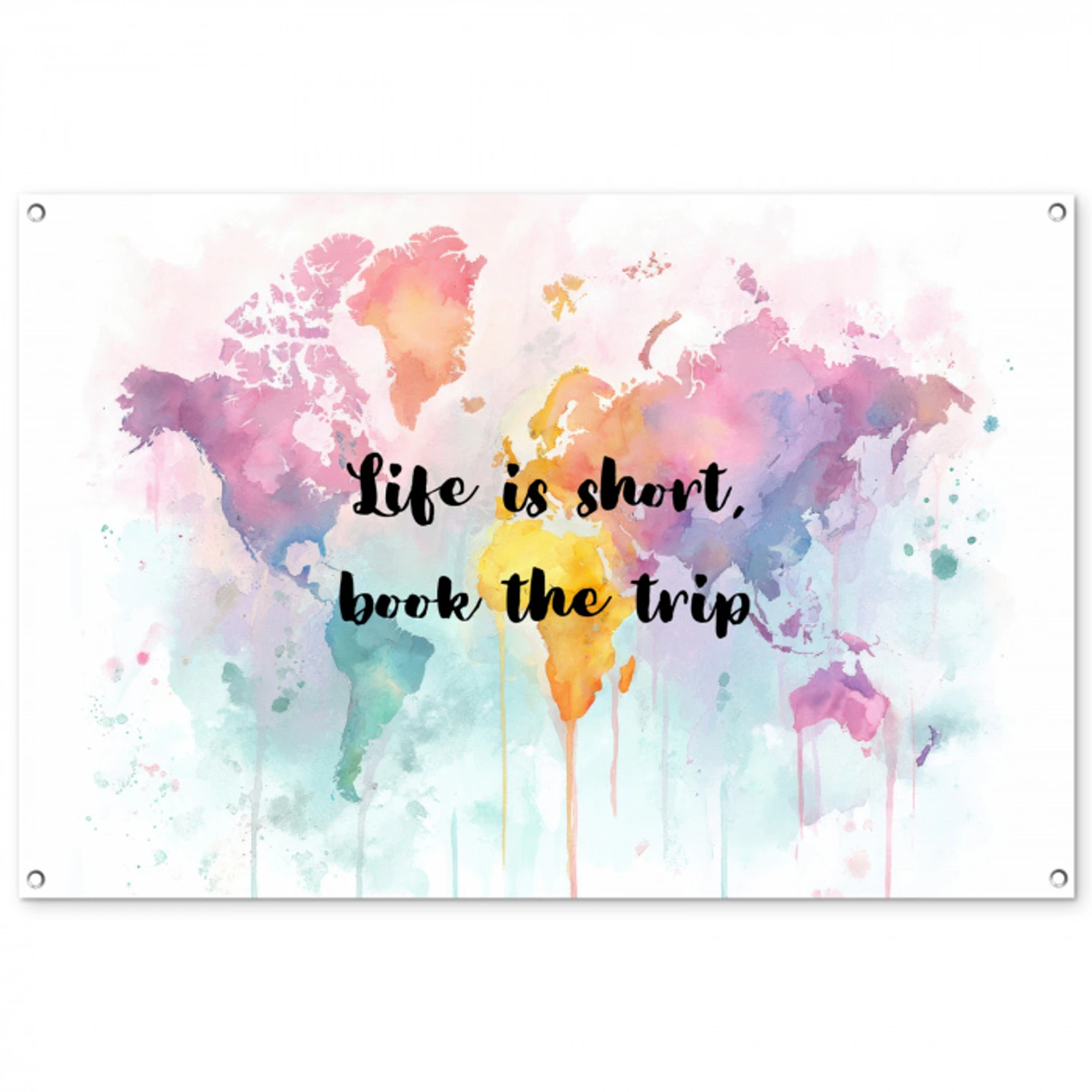 Pastelkleuren - Quote - Sierletters tuinposter los doek groot -3d