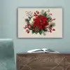 Kerststuk - Poinsettia - Dennenappels - Rood canvas 2cm klein -sfeer4