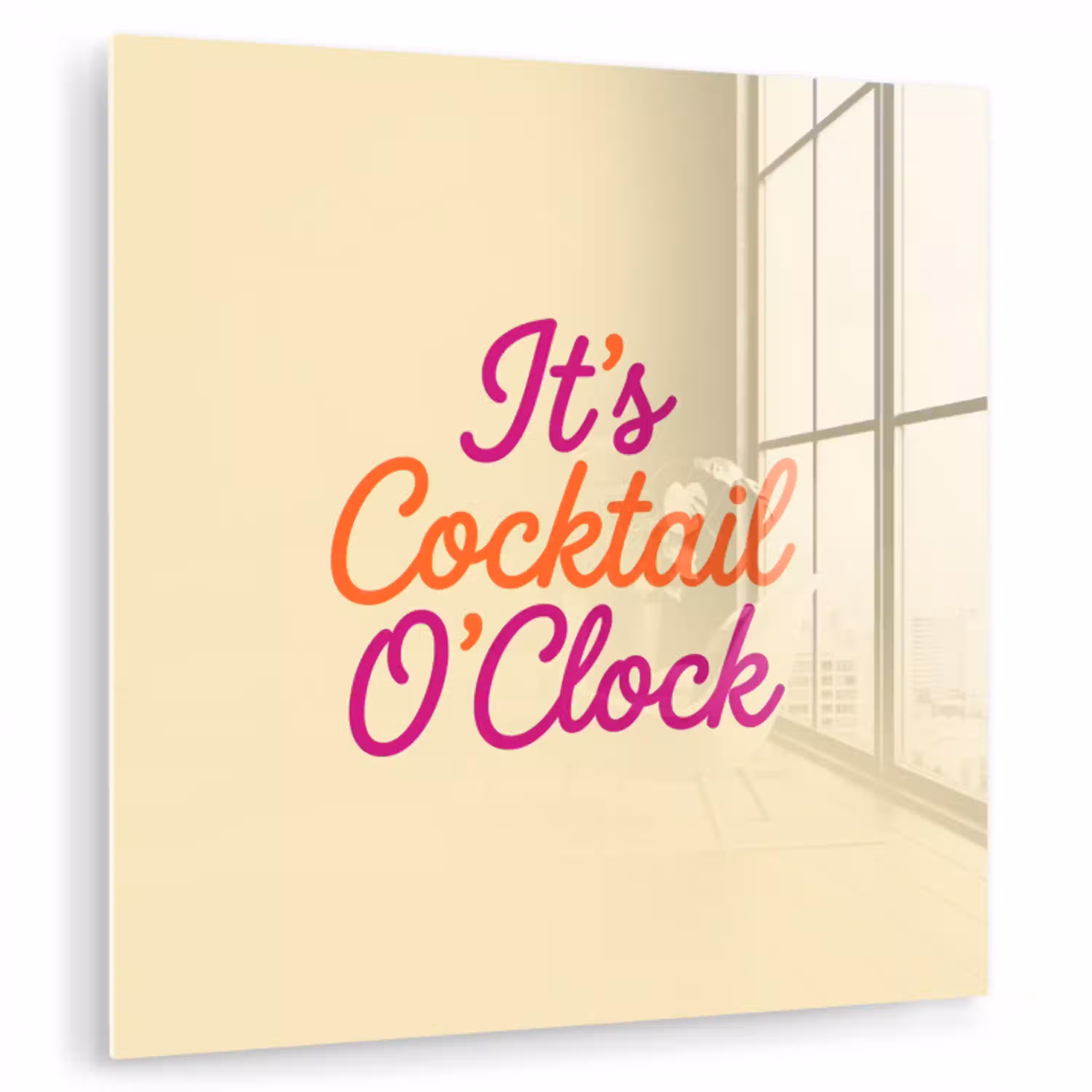 Cocktail O'Clock - Geel - Retro plexiglas 5mm klein -zzzproduct_nieuw