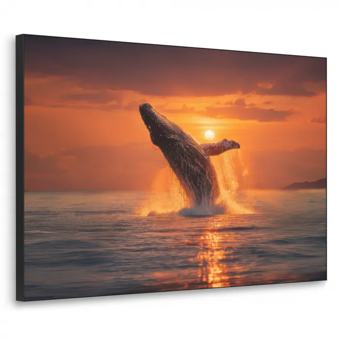 Walvis - Zon - Zee Textielframe zwart klein -3d