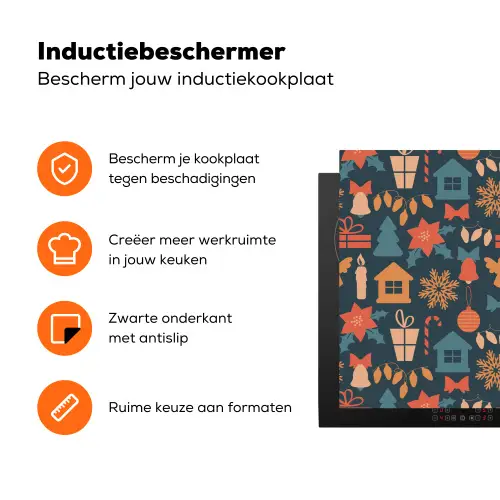 Patroon - Kerst - Symbolen - Blauw Inductie beschermer vinyl 3mm klein 276 -zzzzzzz-td-ups