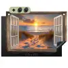 Doorkijk - Strand - Duinen - Zonsondergang Inductie beschemer met haakjes klein -3d