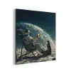 Astronaut - Kat - Glas - Stoel aluminium wit klein -3d