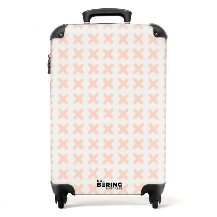 Koraalkruisjes op gebroken wit NBS - Handbagage koffer - Kinderen Unisex middel -productfoto_recht