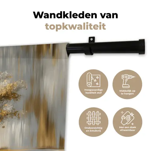 Boom - Bladeren - Abstract - Wit Wandkleed katoen klein -sfeer2