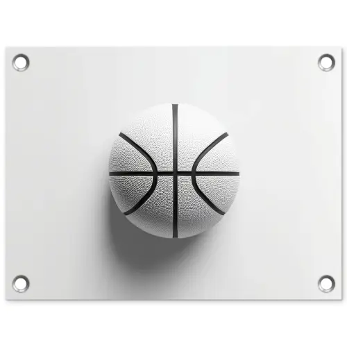 Basketbal - Wit - Schaduw - Lijnen tuinposter los doek klein -3d