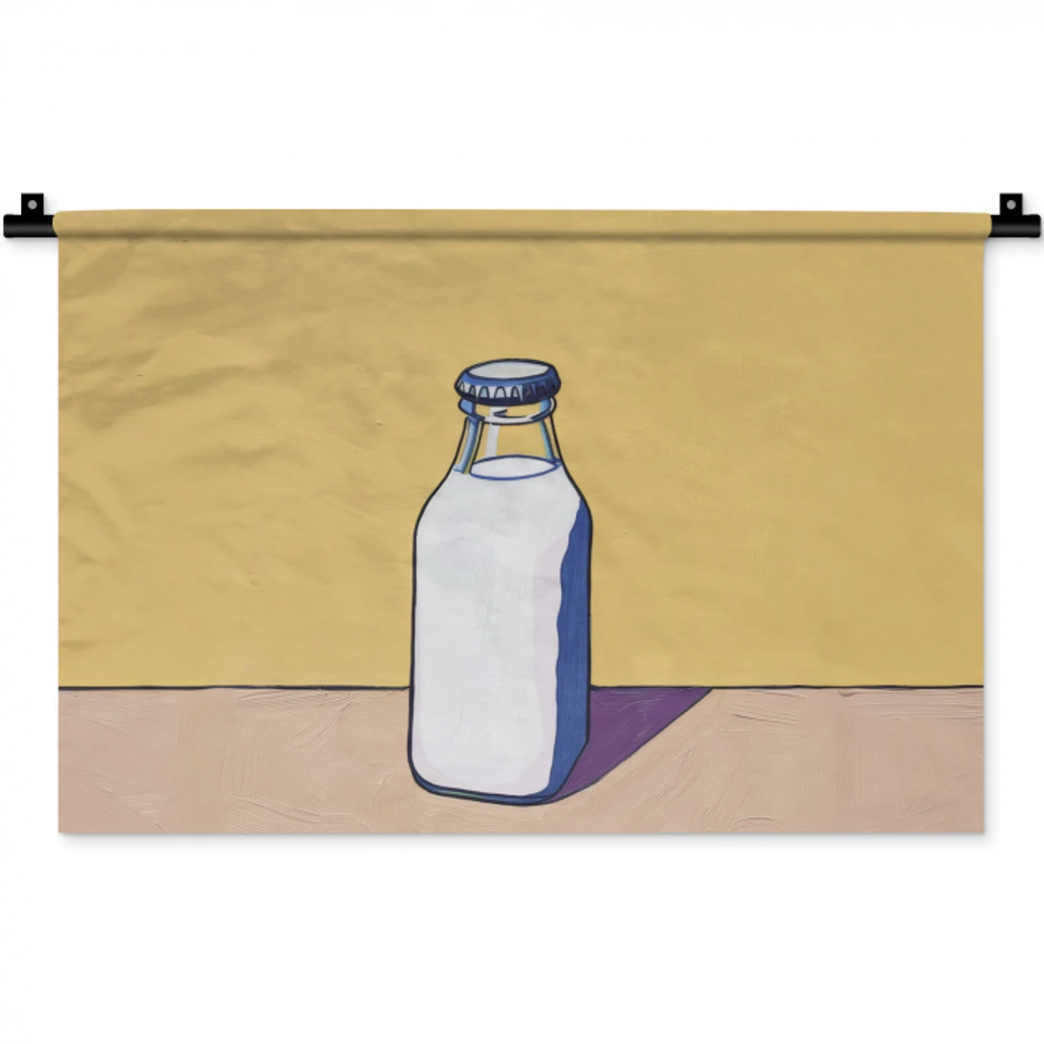 Glazen - Fles - Illustratie - Melk Wandkleed katoen klein -zz3d