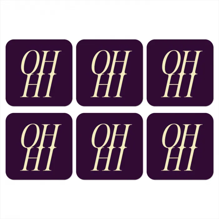 Oh hi - Paars - Minimalistisch onderzetter kurk middel -3d