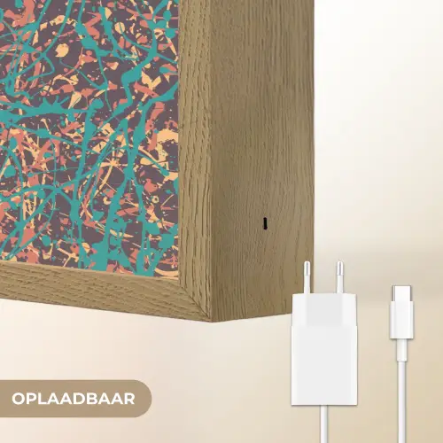Spat - Abstract - Oranje - Groen Light Box met batterij (Wandlamp) middel 907 -USP_websiteoplaadbaarNL
