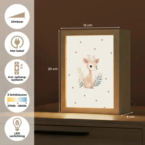 Illustratie - Stippen - Hertje - Aquarel Light Box met kabel klein -USP_NL