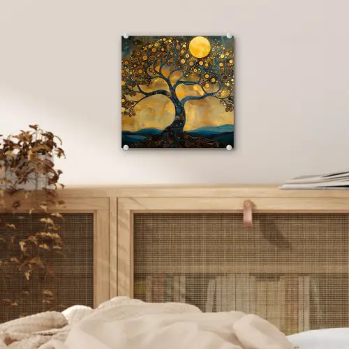 Boom - Maan - Bloemen - Goud - Kunst plexiglas 5mm klein -sfeer4