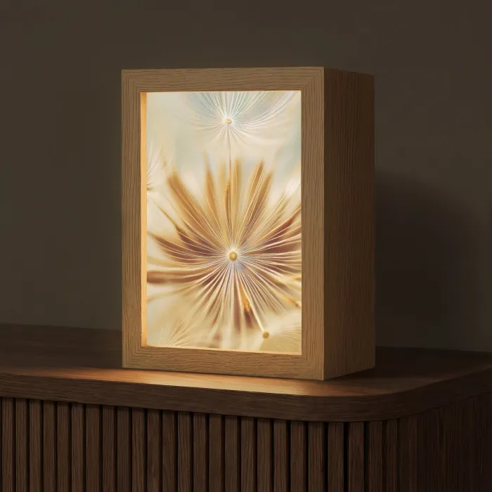 Paardenbloem - Beige - Abstract - Modern - Natuur Light Box met kabel (Tafellamp) klein -z3d_website