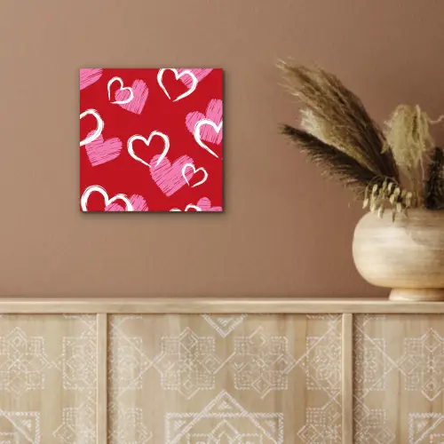 Patroon - Hartjes - Roze - Valentijn aluminium wit klein -sfeer4