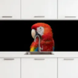 Ara - Portret - Rood keuken achterwand 2 middel -3d