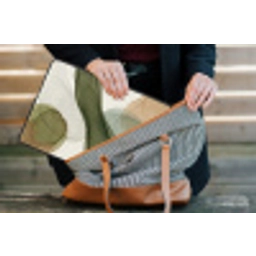 Abstract - Vormen - Modern - Kunst - Groen - Bruin laptophoes neopreen klein -tas