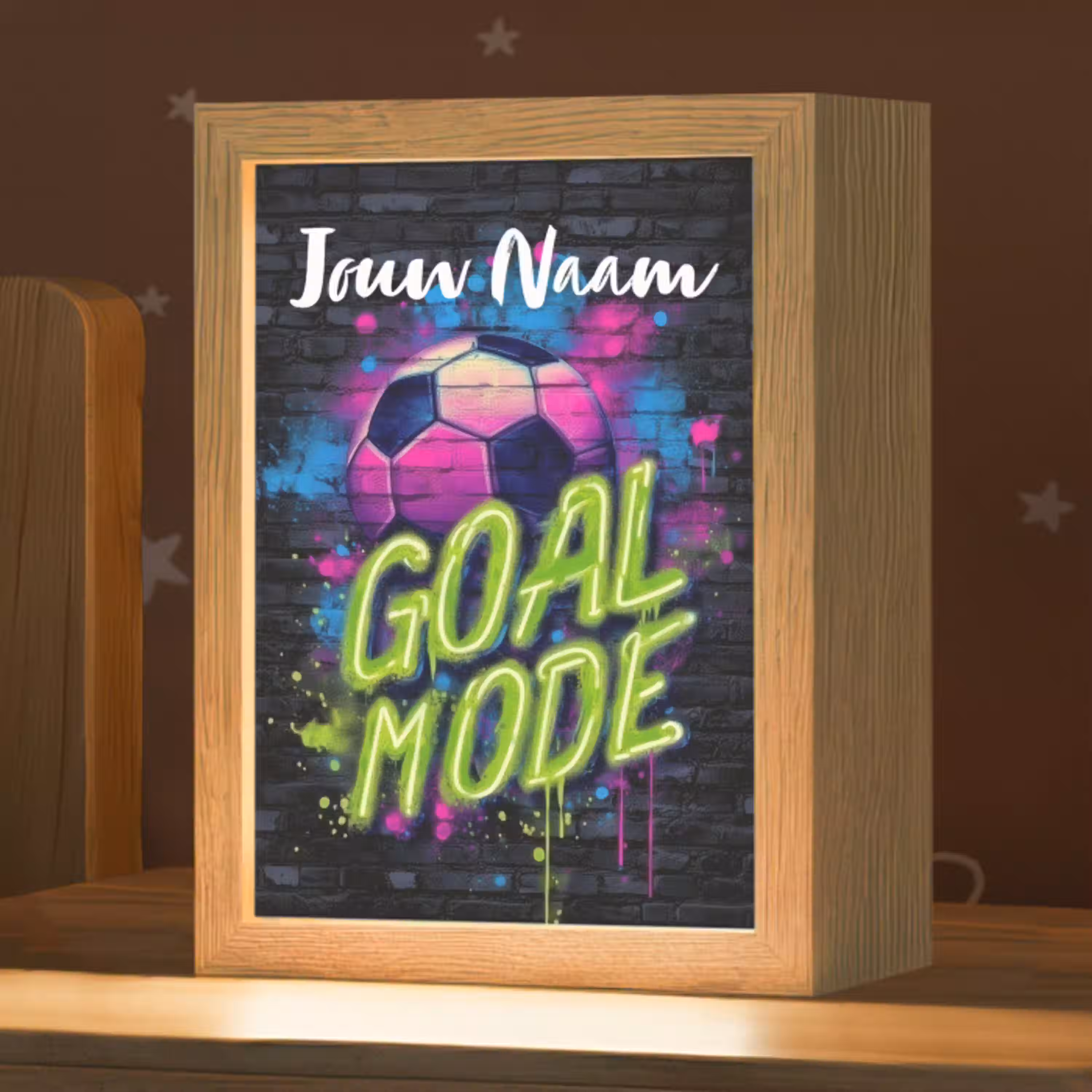 Neon - Graffiti - Voetbal - Kleurrijk Light Box met kabel (Kinderlampje) klein -zzz_3d_website