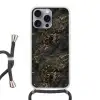 Zwart - Marmer - Goud - Nerf Hoesje iPhone 16 Pro Max met koord klein 804 -3d