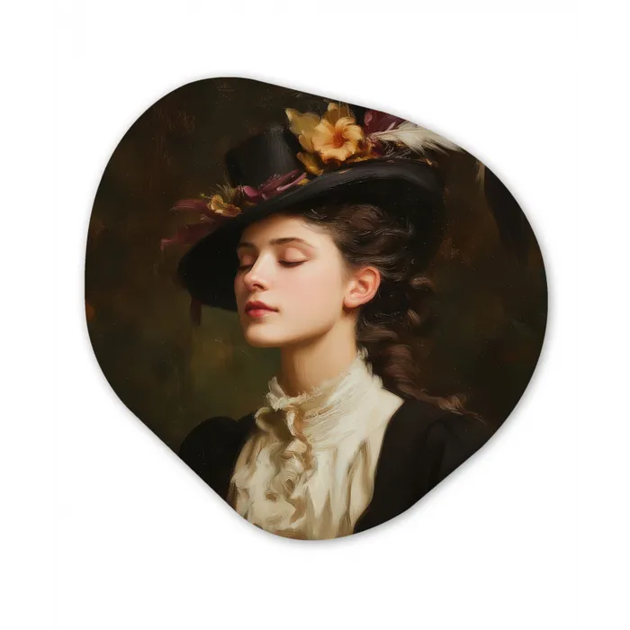 Vrouw - Victoriaans - Portret Wandcirkel Organisch Forex 3mm klein -3d