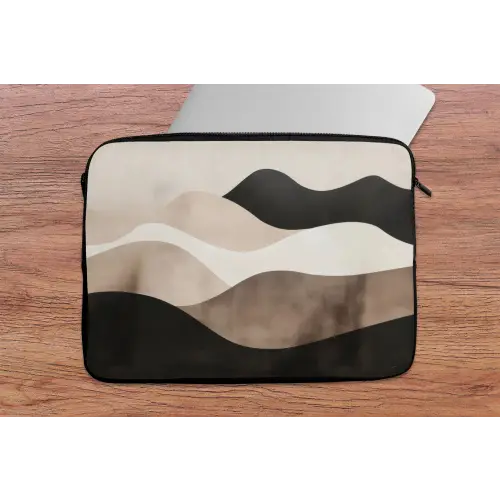 Abstract - Landschap - Golven - Crèmekleur laptophoes neopreen klein -tafel