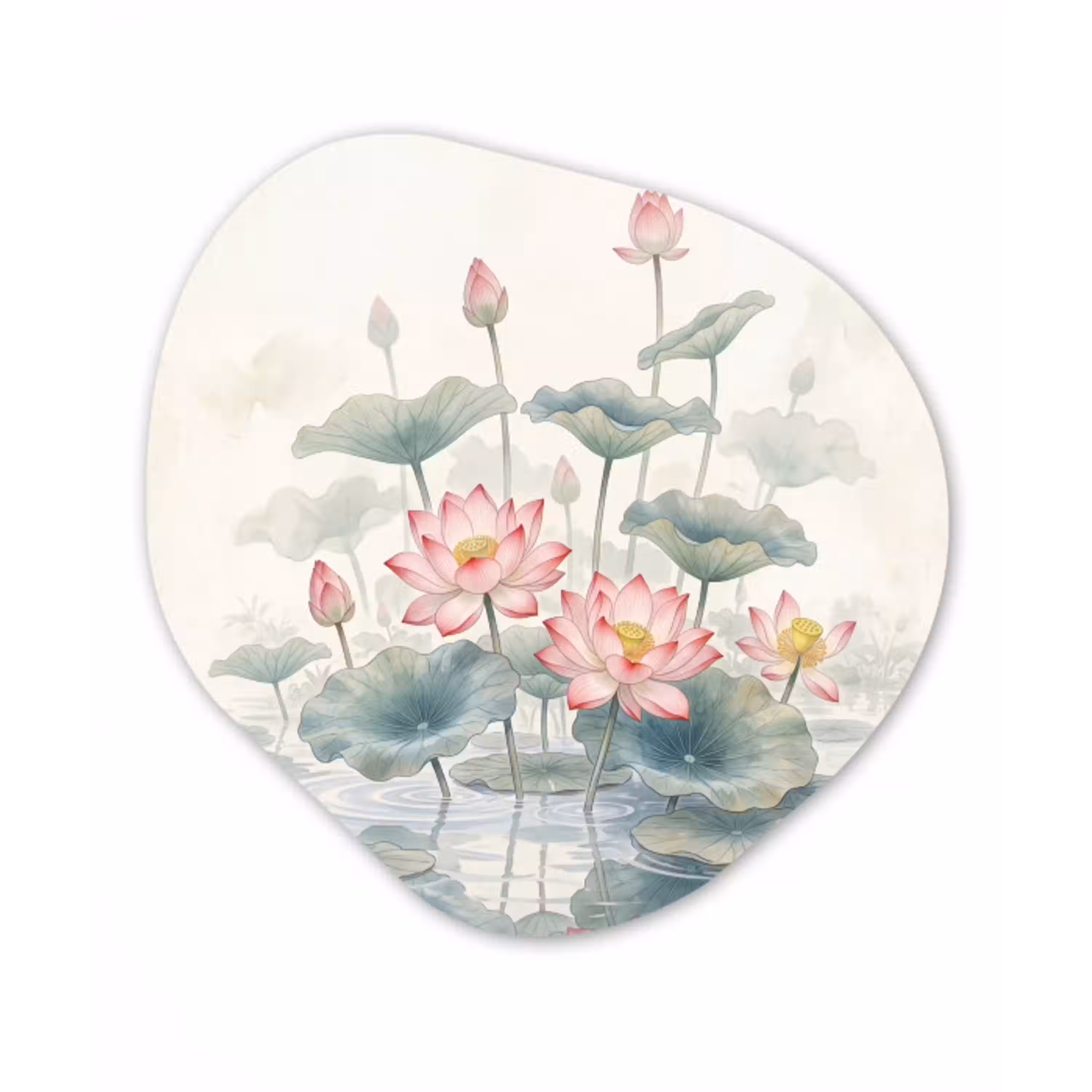 Aquarel - Lotusbloemen - Kleurrijk Wandcirkel Organisch Forex 3mm klein -3d