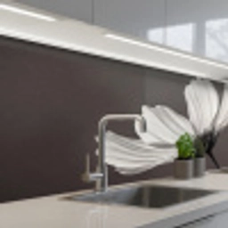 Bloem - Minimalistisch - Zwart - Wit keuken achterwand 2 middel -3d_schuin