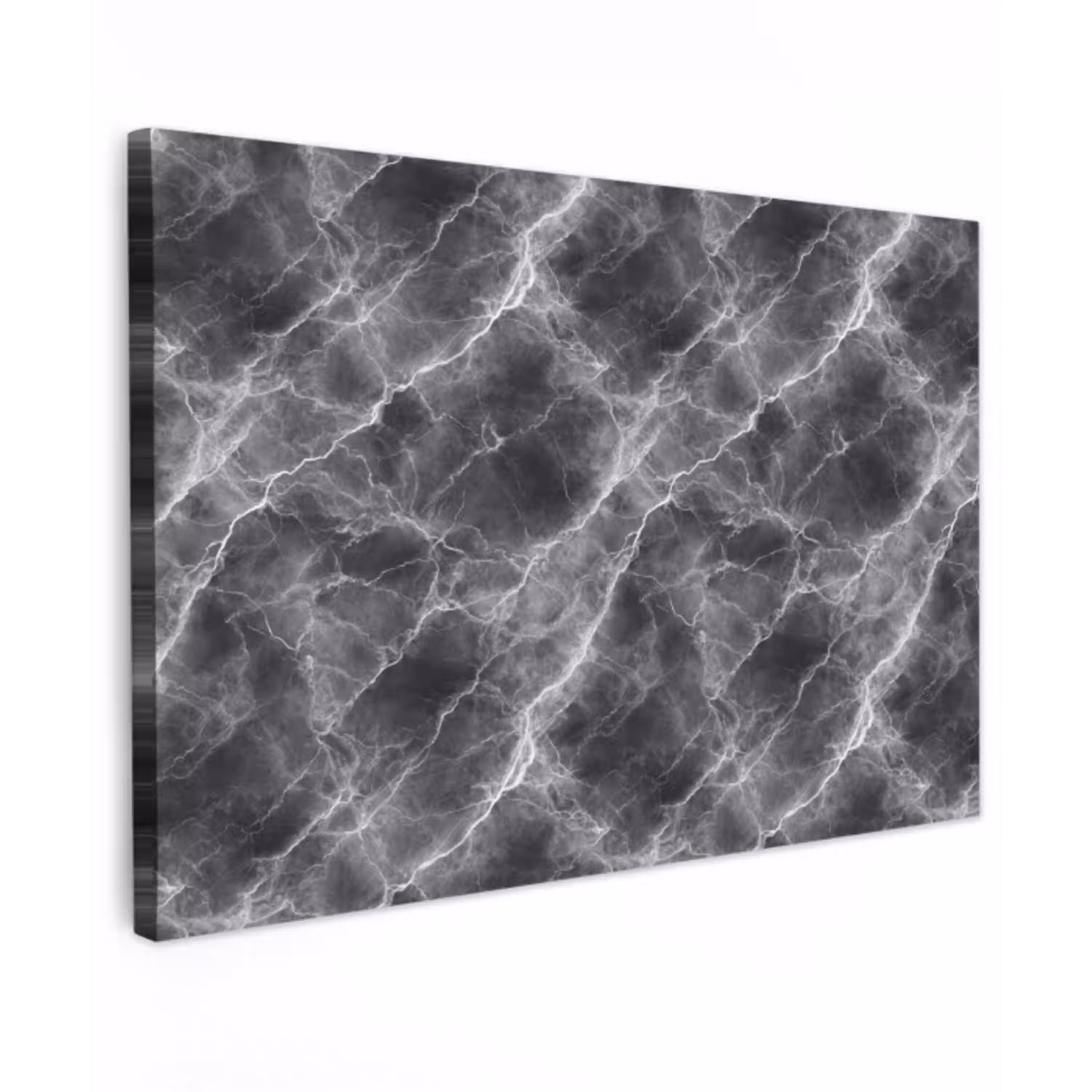 Donkergrijs - Bliksem - Marmer canvas 2cm klein 34 -z3d