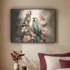 Papegaaien - Vogels - Natuur - Bloemen Textielframe zwart klein -sfeer1