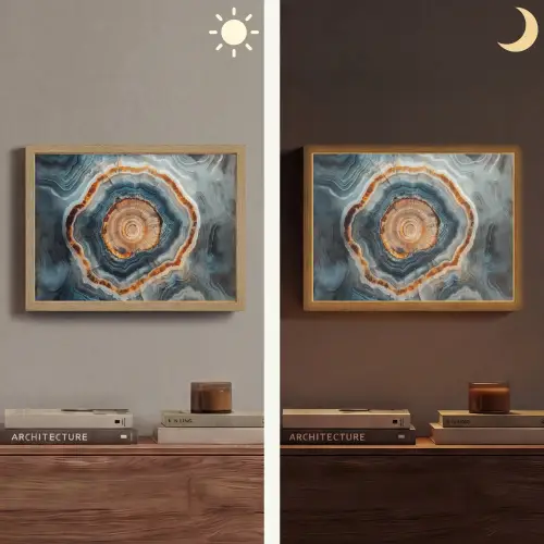 Cirkel - Ringen - Steen - Tinten Light Box met batterij (Wandlamp) middel -sfeer3