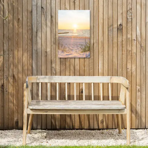 Zonsondergang op het Strand Tuinposter op houten frame 2 cm dik klein -sfeer4
