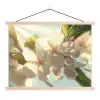 Bloesems - Wit - Zonnestralen -  Bloemblaadjes textielposter latten blank klein -3d