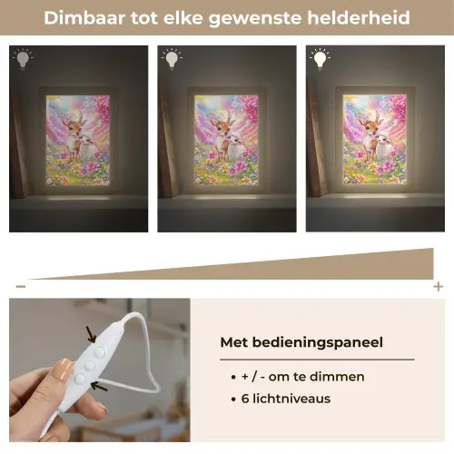 Hertje - Lammetje - Bloemen - Pastel Light Box met kabel klein -USP_dimbaarNL