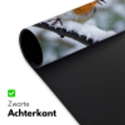 Roodborstje - Tak - Sneeuw - Winter - Levendig Muismat XXL klein -sfeer2