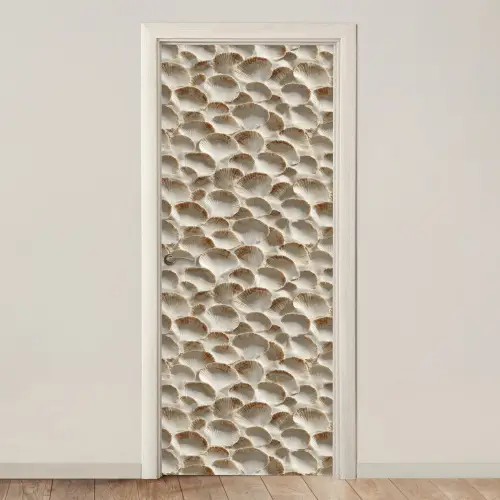 Schelpen - Waaiervorm - Wit deurposter klein 289 -3d_beige