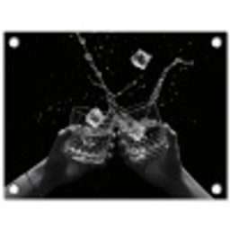 Whiskyglazen - Ijs - Spetters - Zwart tuinposter los doek klein -3d