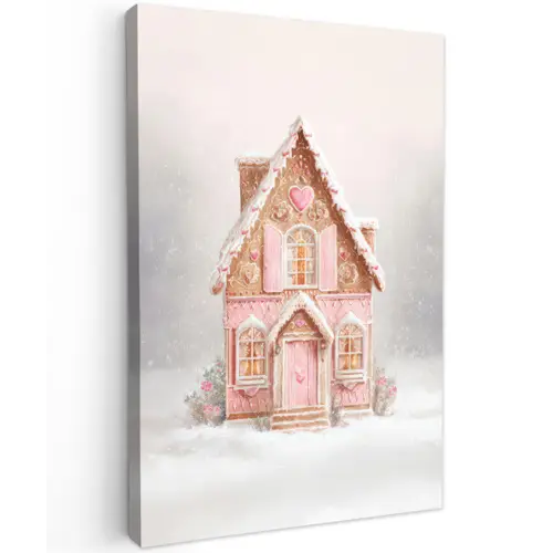 Huisje - Suiker - Pastel Tuinposter op houten frame 2 cm dik klein -3d