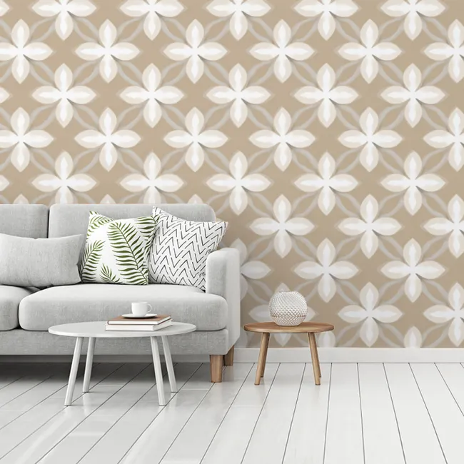 Behang - Patroon - Symmetrisch - Beige