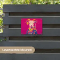 Geit - Hoorns - Kimono - Kleurrijk tuinposter los doek klein -sfeer3