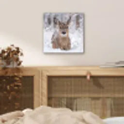 Hert - Sneeuw - Bos - Dieren - Vertederend aluminium wit klein -sfeer3