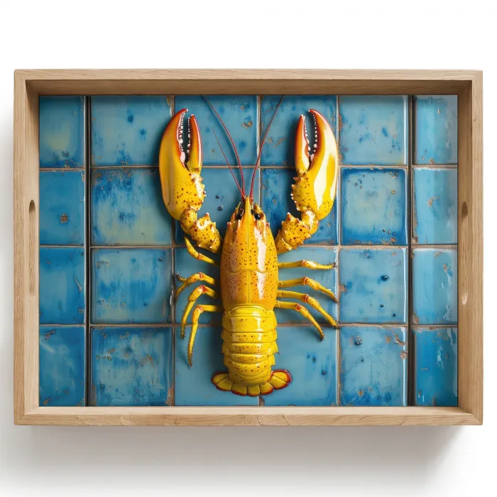 Kreeft - Geel - Blauw - Tegels Dienblad Rechthoek middel -z3d_shopping