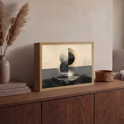 Cirkels - Schaduw - Abstract Light Box met batterij (Wandlamp) middel -sfeer2