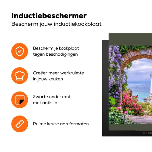 Doorkijk - Vuurtoren - Bloemen - Uitzicht Inductie beschermer vinyl 3mm middel -zzzzzzz-td-ups