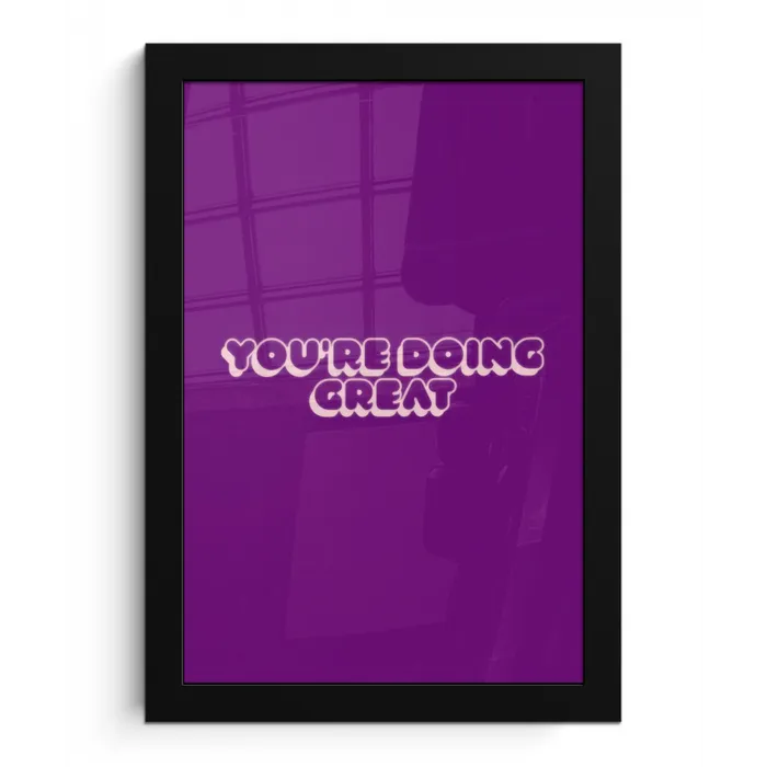 You're doing great - Paars - Bubble letters fotolijst zwart zonder passe partout klein -3d
