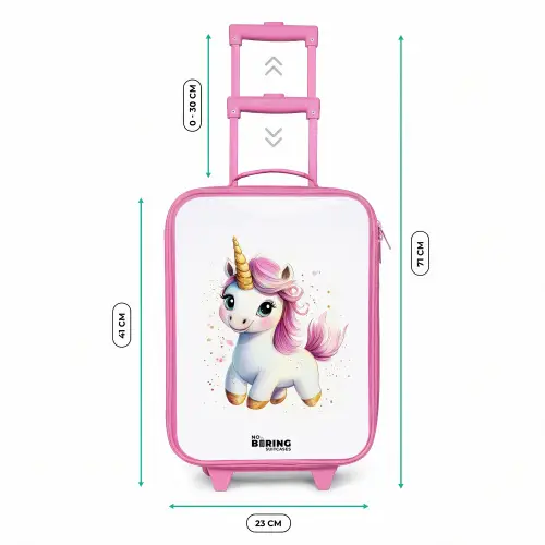 Witte eenhoorn met roze manen Kinderkoffer - Roze klein -productfoto_formaten