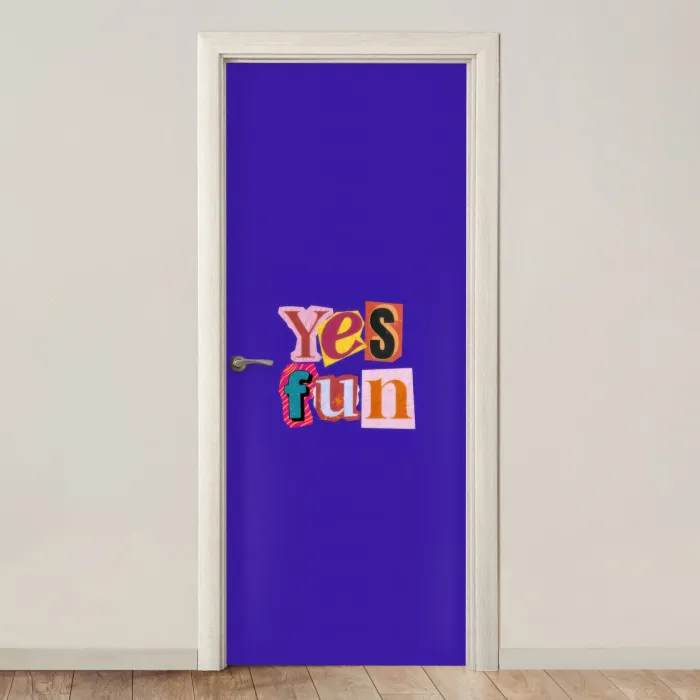 Yes fun - Kleurrijk - Collage-stijl deurposter klein -3d_beige