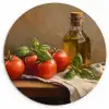 Tomaten - Olijfolie - Stilleven Wandcirkel kunststof plaat 5mm dik klein -3d