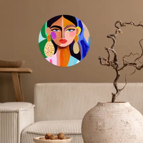 Portret - Vrouw - Modern Wandcirkel behangsticker klein -sfeer1