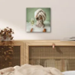 Hond - Bad - Champagne - Handdoek aluminium wit klein -sfeer3